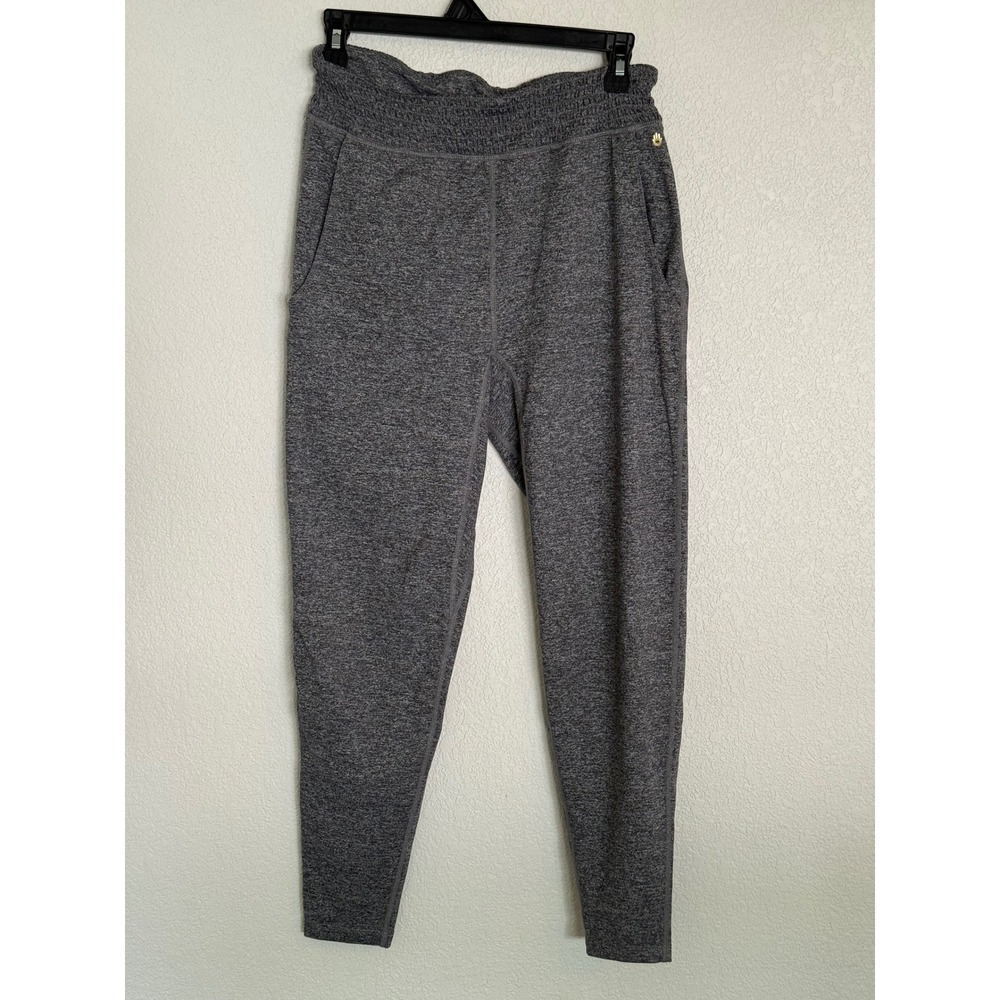 Spiritual Gangster Womens Grey Heathered Smocked Waist Jogger Pants Size S